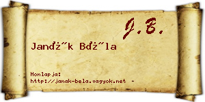 Janák Béla névjegykártya